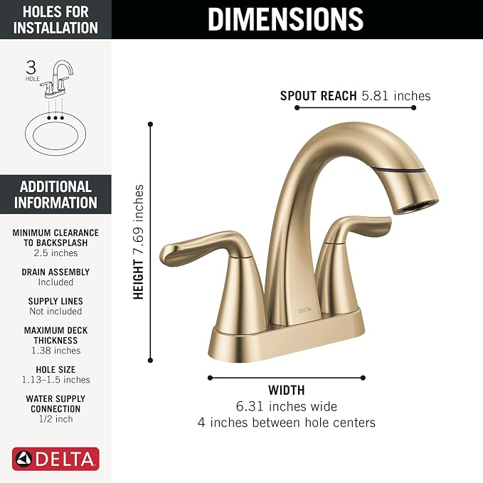 Delta Arvo Pull-Down Centerset Gold Bathroom Sink Faucet, - Image 6