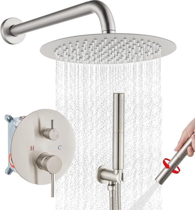 Airuida Shower Fixtures 2 Functions Shower Faucet Set Wall Mounted by Airuida