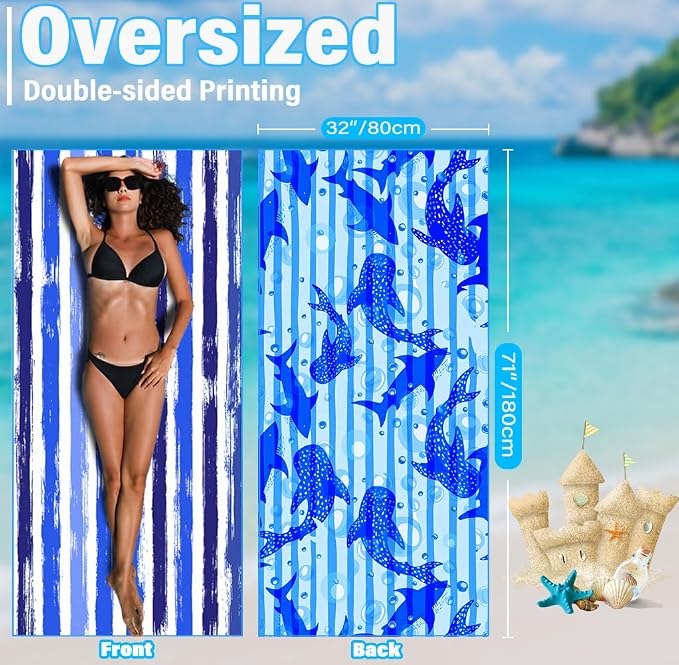 Lightweight Thin Microfiber Beach Towel Sand Free Quick Dry Absorbent Compact - Image 3