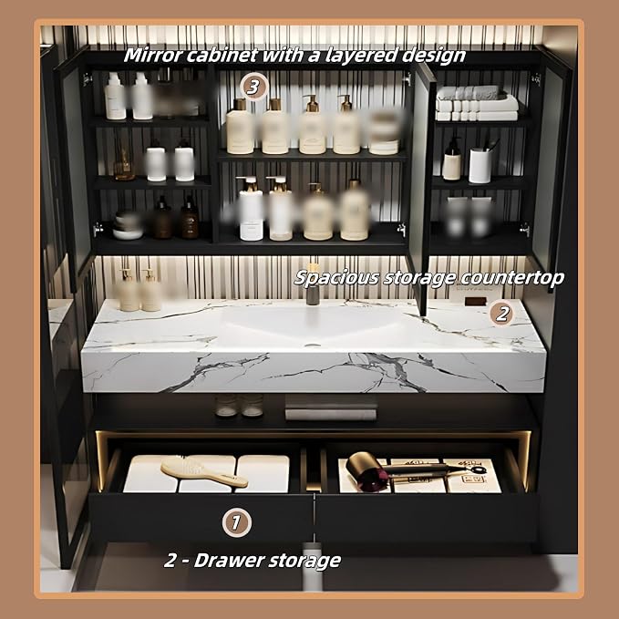 48IN Black Floating Bathroom Vanity - Image 4