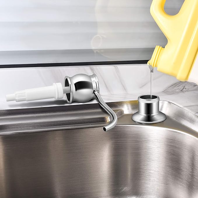 Samodra Kitchen Sink Soap/Lotion Dispenser, Brass Pump Head Chrome Finish 12 OZ - Image 4