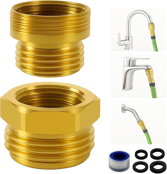 Shower Hose Adapter and Faucet Adapter Kit, Brass G1/2" Female, 55/64"-27 Female by Unknown