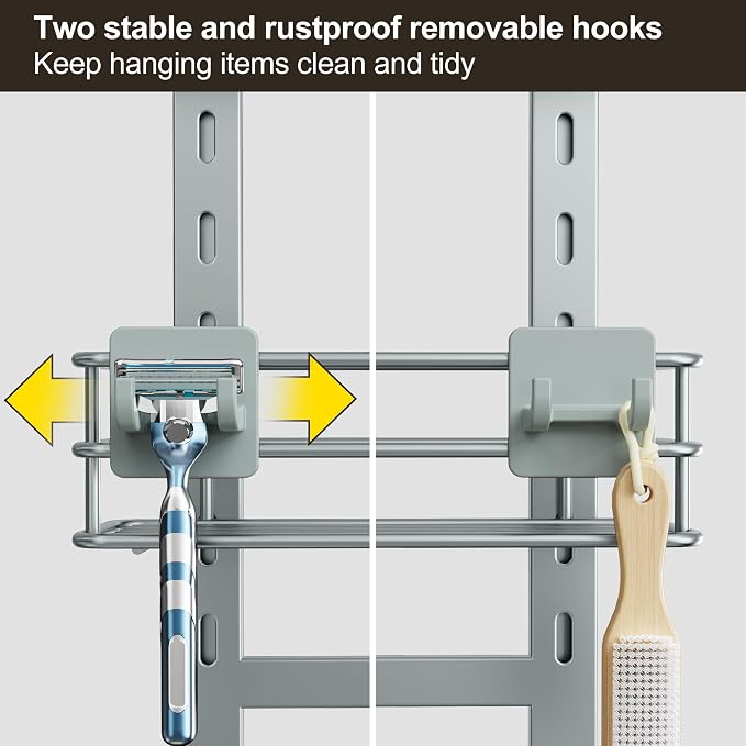 Orimade Adjustable Anti-slip Shower Caddy Overhead, Rustproof Hanging Shower - Image 7
