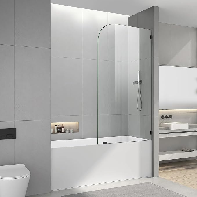 Bathtub Shower Glass Door 34 * 58 Inch, Bathroom Frameless Fixed Shower Door - Image 4