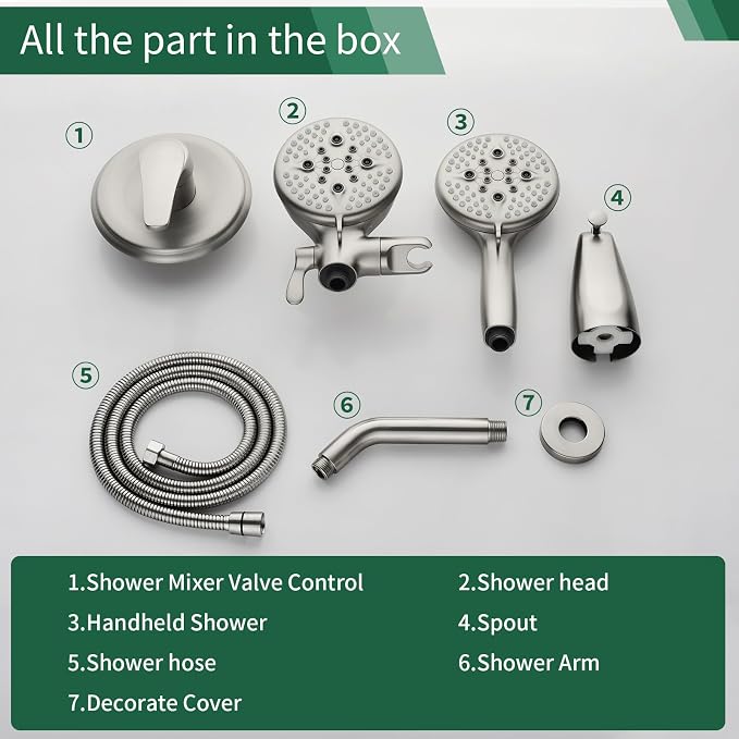 L829-2 Brushed Nickel Shower Faucet Set - Image 7