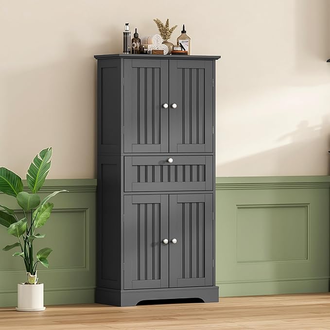 ChooChoo 51" H Tall Bathroom Floor Cabinet, Modern Bathroom Storage Cabinet - Image 2