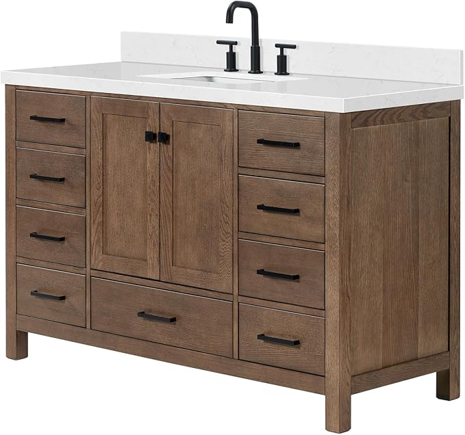 ARIEL Cambridge 54 Inch Single Rectangle Sink Bathroom Vanity - Image 4