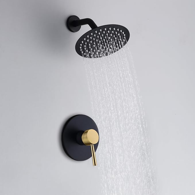 SUMERAIN Single-Function Shower Faucet Set Black and Gold, Stainless Steel 8 - Image 4