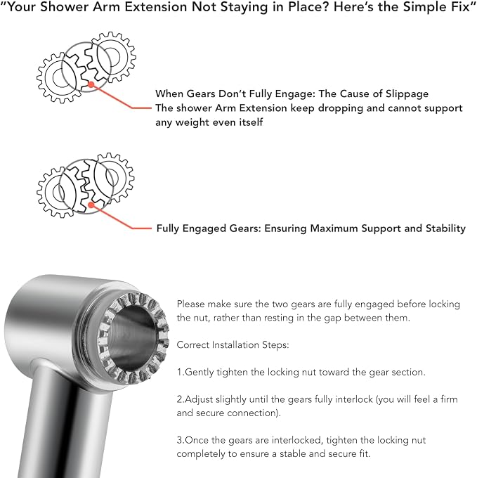 11 Inch Adjustable Shower Head Extension Arm - Image 4