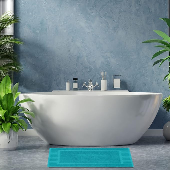 White Classic Luxury Bath Mat Floor Towel Set - Image 8