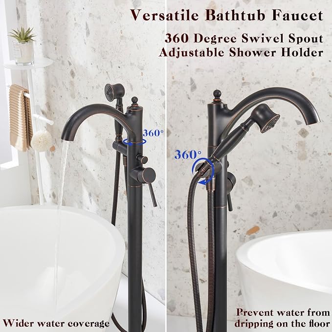 Freestanding Bathtub Faucet, Classic Free Standing Tub Faucet - Image 5