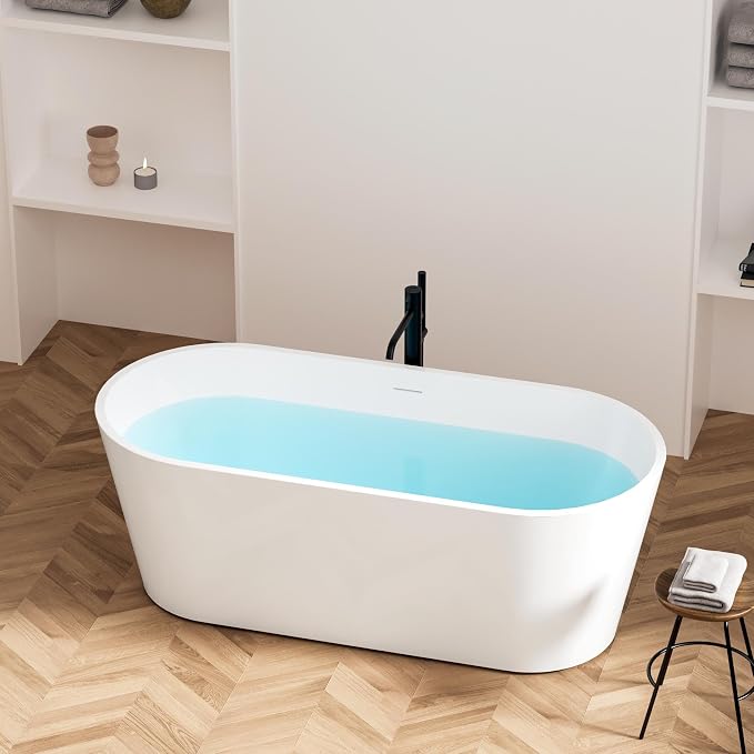FerdY 67" Shangri-La Elite, Acrylic Freestanding Bathtub, Glossy White - Image 2