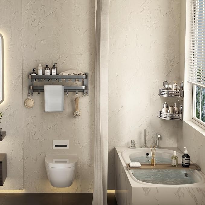 VOLPONE Corner Shower Caddy Suction Cup Shower Shelf Corner No Drilling - Image 2
