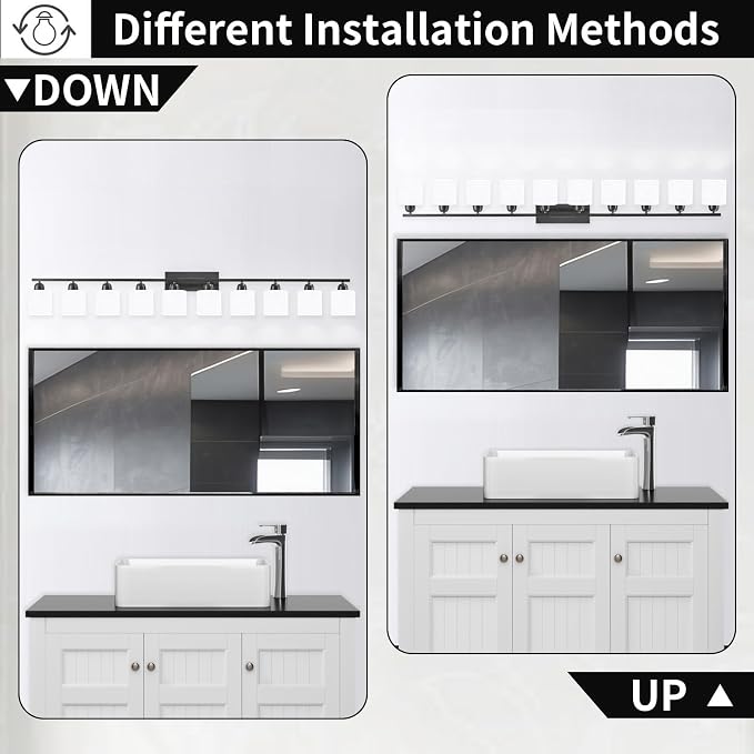 10 Light Black Vanity Lights for Giant Mirror, Bathroom Vanity Lights Over - Image 4