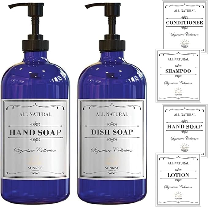 16 OZ Cobalt Blue Glass Soap Dispenser - Image 2