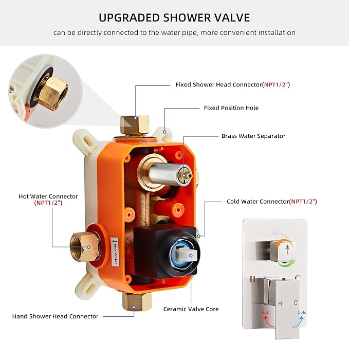Shower Faucet Set, Rainfall Shower System Complete Wall Mounted - Image 2