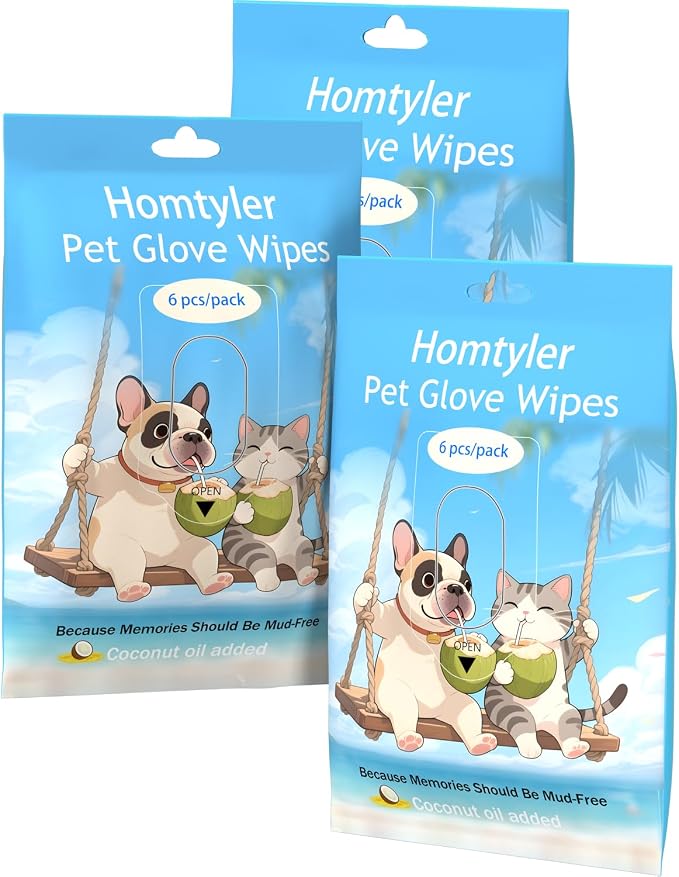 Dog Wipes Cleaning Deodorizing & Washing Gloves by Homtyler