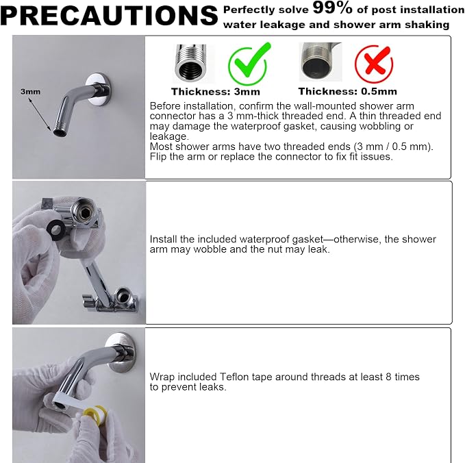 Heavy Duty Adjustable Shower Arm, Strong Load Support, No Sagging, Keeps Shower - Image 8