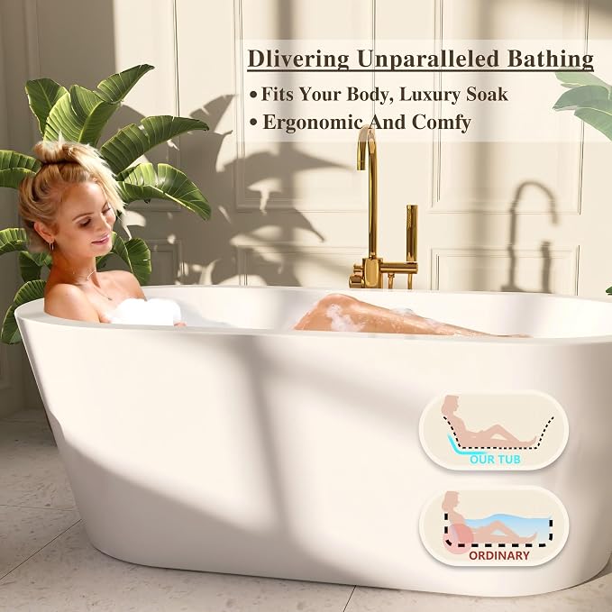 64" Acrylic Freestanding Bathtubs, Stand Alone Tub, Soaking Tubs - Image 2