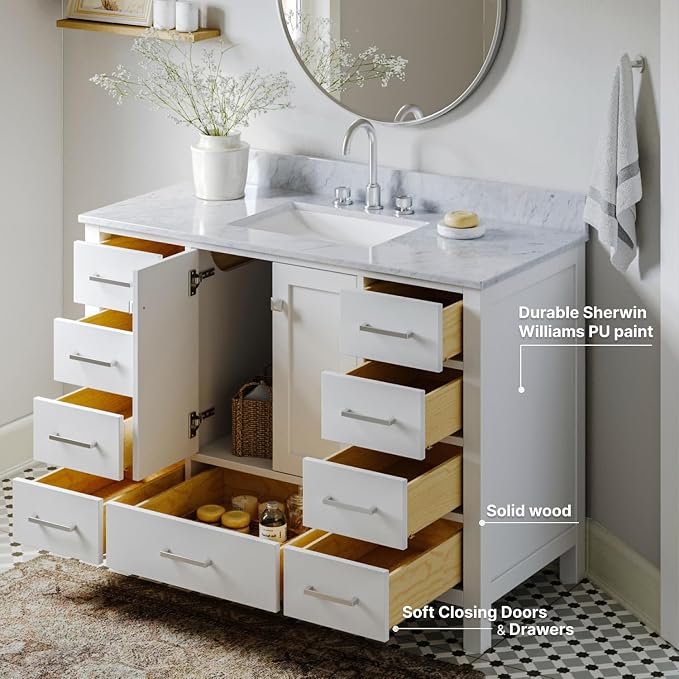 ARIEL 49" White Bathroom Vanity - Image 4
