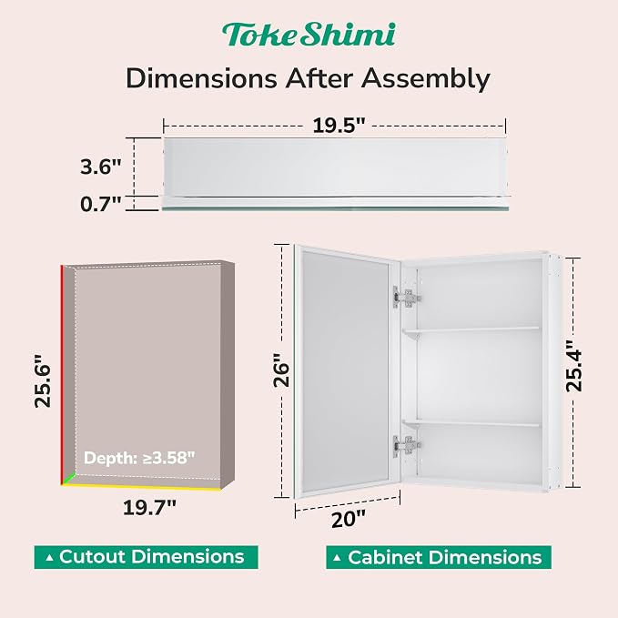 TokeShimi 20x26 Medicine Cabinet Mirror - Image 2