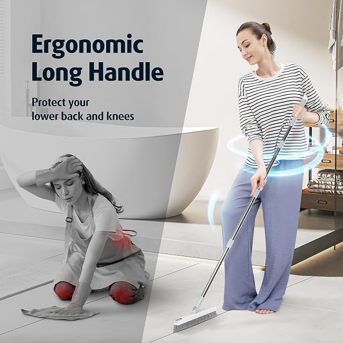AIR U+ Grout Brush with Long Handle 180° Swivel Scrub Brush with Tweezers to - Image 7