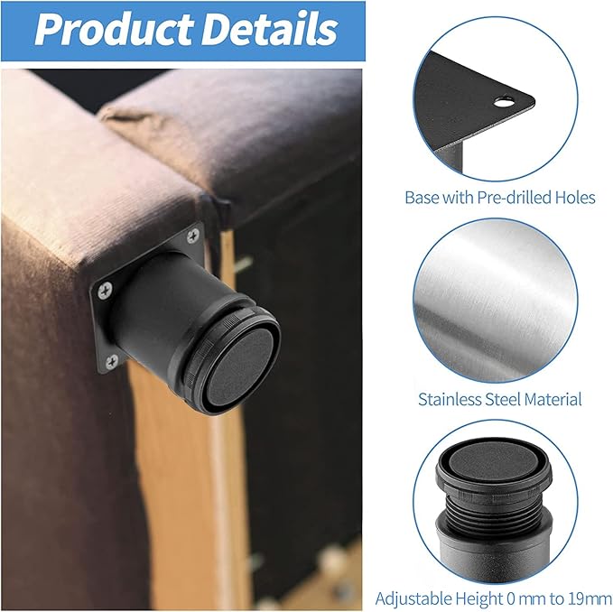 10 Inch Metal Furniture Legs Stainless Steel Adjustable Legs Black Metal Legs - Image 3