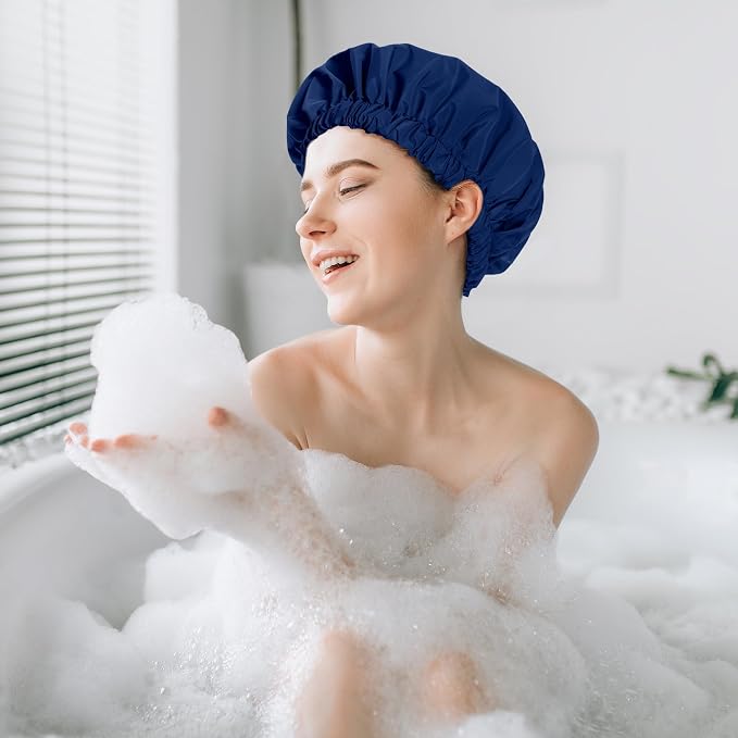 Reusable Shower Cap for Women, Stylish Large Waterproof Shower Bonnet Washable - Image 5