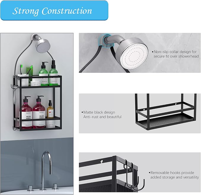 Meangood Shower Caddy, 10.4" x 4.5" x 22.04" Hanging Shower Caddy Organizer - Image 6