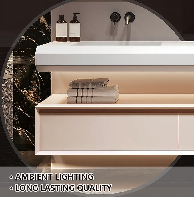 Double Bathroom Vanity with Sink, 56Inch Floating Bathroom Vanities Set - Image 7