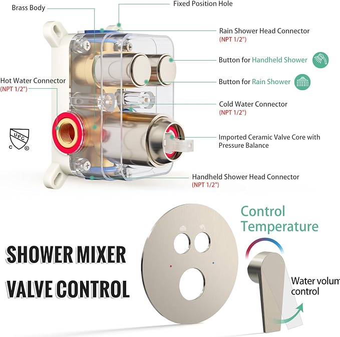 SR SUN RISE Shower System: 10 Inch Rainfall Shower Head - Image 7