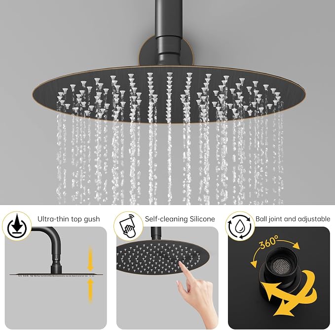 BESy Shower System with 10 Inch Round Rain Shower Head and Handheld Wall Mounted - Image 5