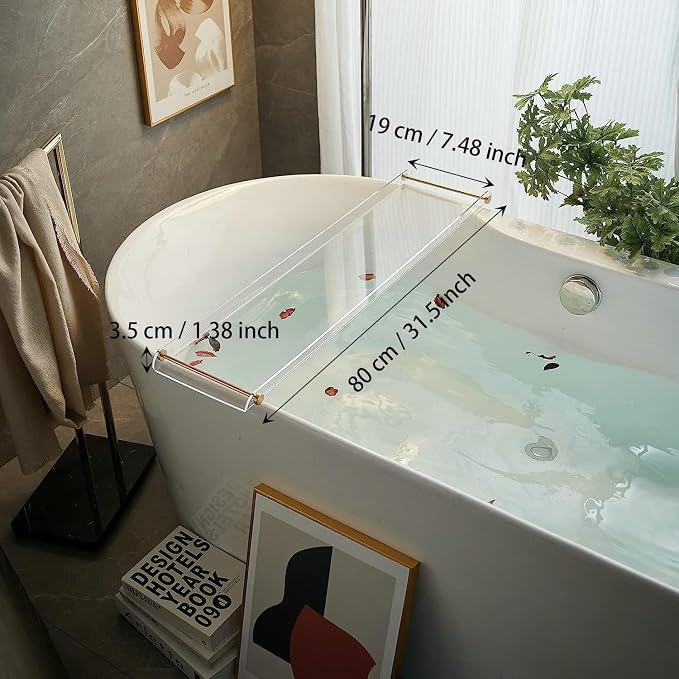 Bathtub Tray Clear Caddy Rack: Acrylic Tub Tray Shelf - Image 2