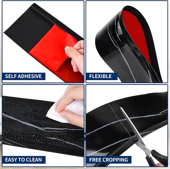 Flexible Baseboard Molding Trim 4 Inch Self-Adhesive Vinyl Wall Base Peel and - Image 3