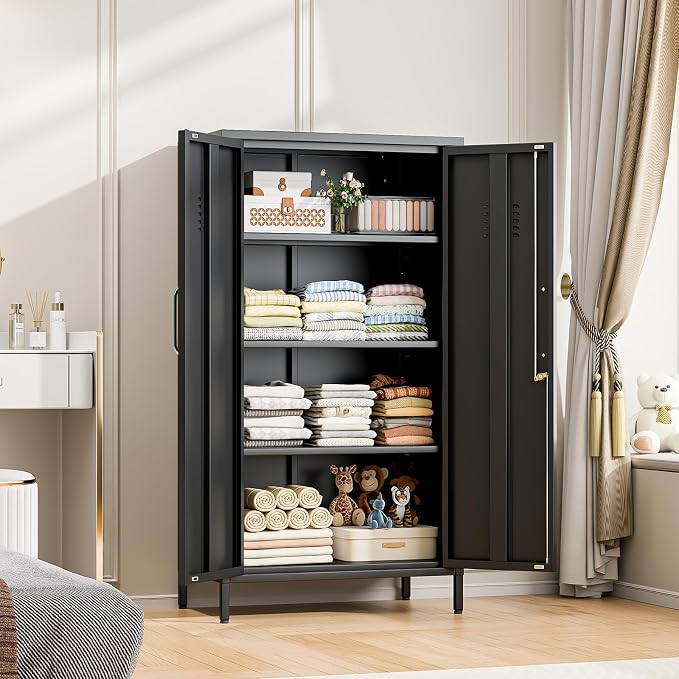 Narrow Storage Cabinet 51.18" H Bathroom Cabinet Metal Pantry Cabinets - Image 2