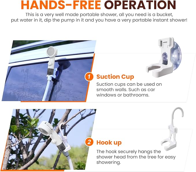 Portable Camping Shower Outdoor Camp Shower Pump, Upgrade Rechargeable Electric - Image 4