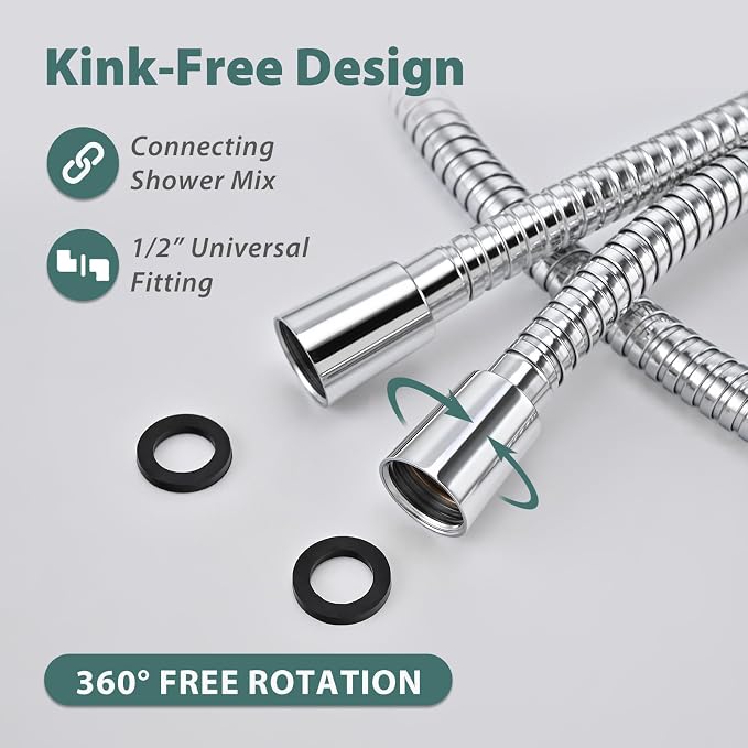 Chrome Shower Hose Replacement For Cleaning 59 Inches 304 Stainless Steel - Image 3
