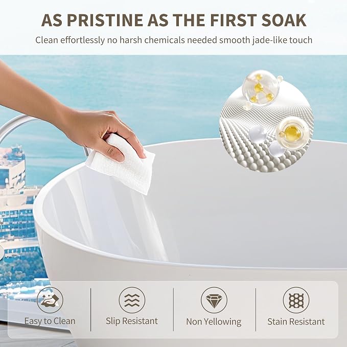 63" Freestanding Solid Surface Bathtub - Image 6