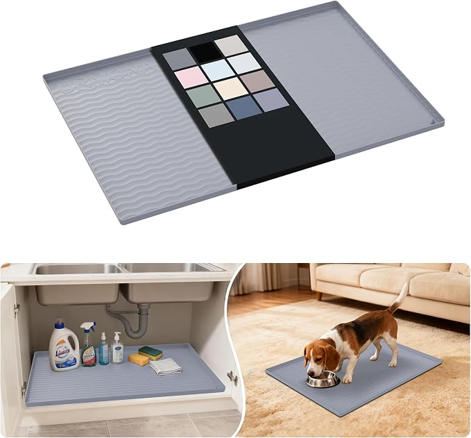URMONA Waterproof Silicone Under Sink Mat 28'' x 22'' Shelf Liner by URMONA