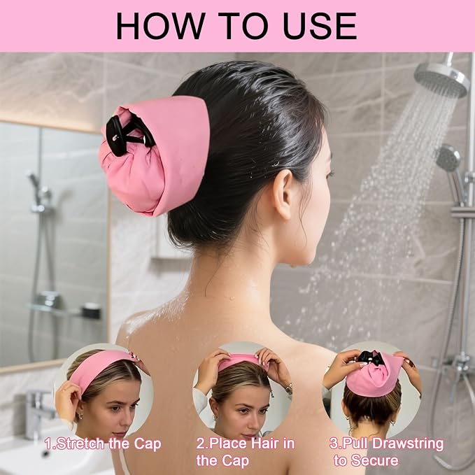 Waterproof Hair Sleeve for Long Hair, Crown Washing Shower Cap Ponytail - Image 2