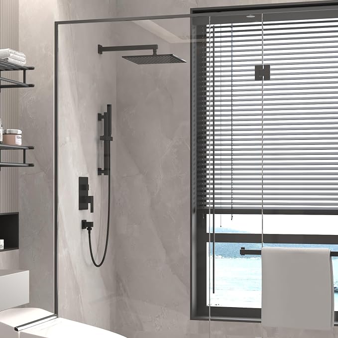 Hoimpro Shower System with Adjustable Slide Bar, 12 Inch Square Rain Shower - Image 9