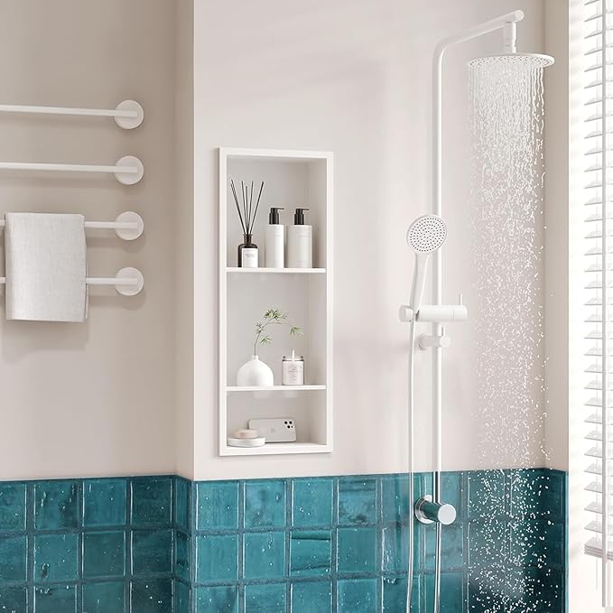 Neodrain 12X30 Inch White Three Layers Stainless Steel Shower Niche, NO Tile by Neodrain