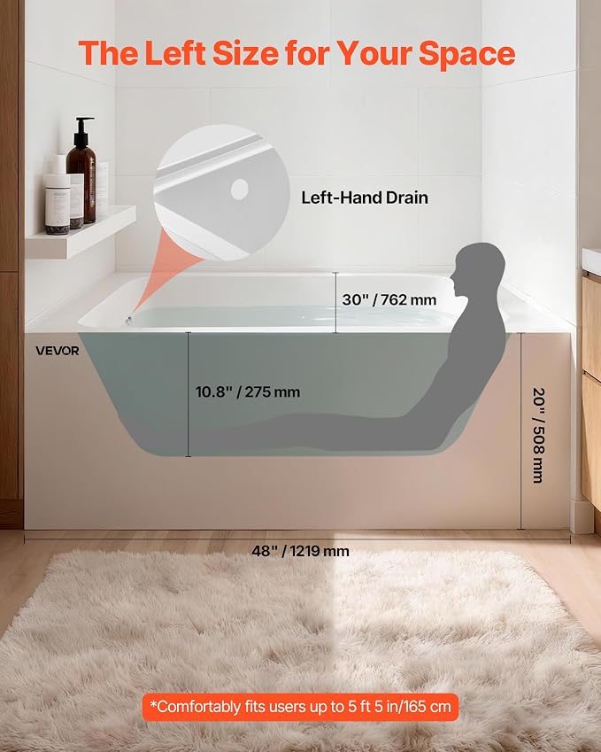 VEVOR Alcove Bathtub, Soaking Bath Tub - Image 2