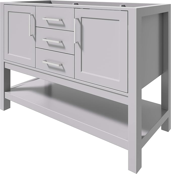 ARIEL 48" Grey Bathroom Vanity Base Cabinet, 2 Soft Closing Doors and 2 - Image 5