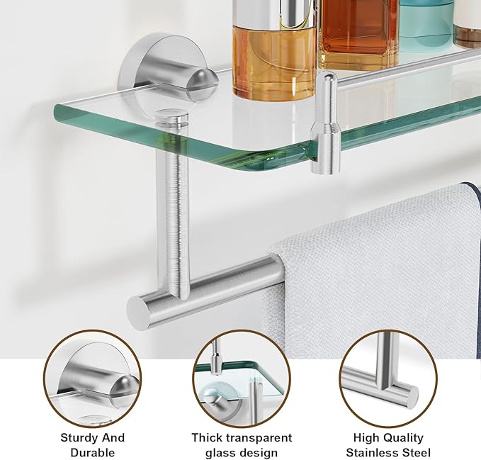 20-Inch Tempered Glass Bathroom Shelf - Image 6