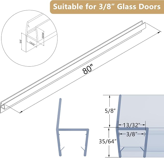 2-Pack Frameless Shower Door Seal Strip - Image 4