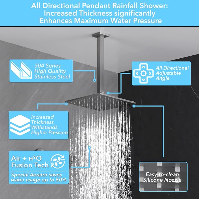 VANFOXLE Shower Faucet Set Brushed Nickel Shower System, Push Button Diverter - Image 4