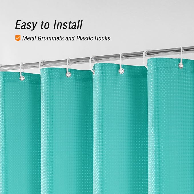 Gibelle Ombre Shower Curtain, Teal Grey Gradient Fabric Shower Curtain - Image 5
