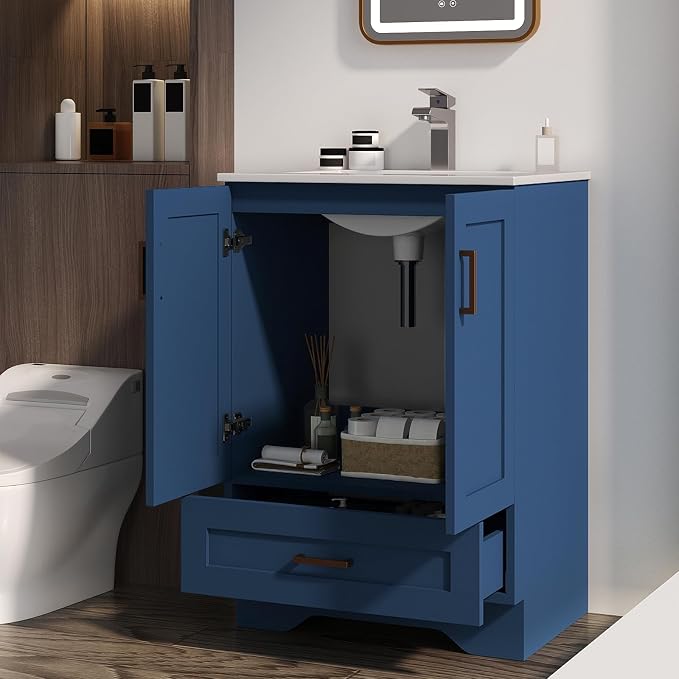 30 inch Bathroom Vanity with Sink, Modern White Vanity - Image 7