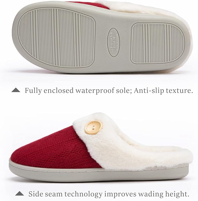 Chantomoo Womens Slipper Warm Comfy Memory Foam House Slippers Knitted Shoes - Image 2